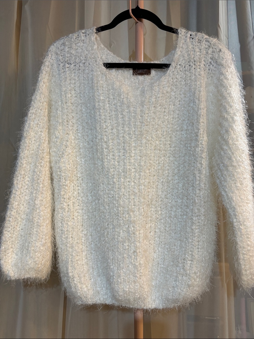 NWOT Pol Crochet Eyelash-Knit Pullover Sweater